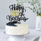 Leetaivie Happy 65Th Birthday Cake Topper, Black Gold Glitter Birthday Cake Topper, 65Th Anniversary/ 65Th Birthday Party Decora