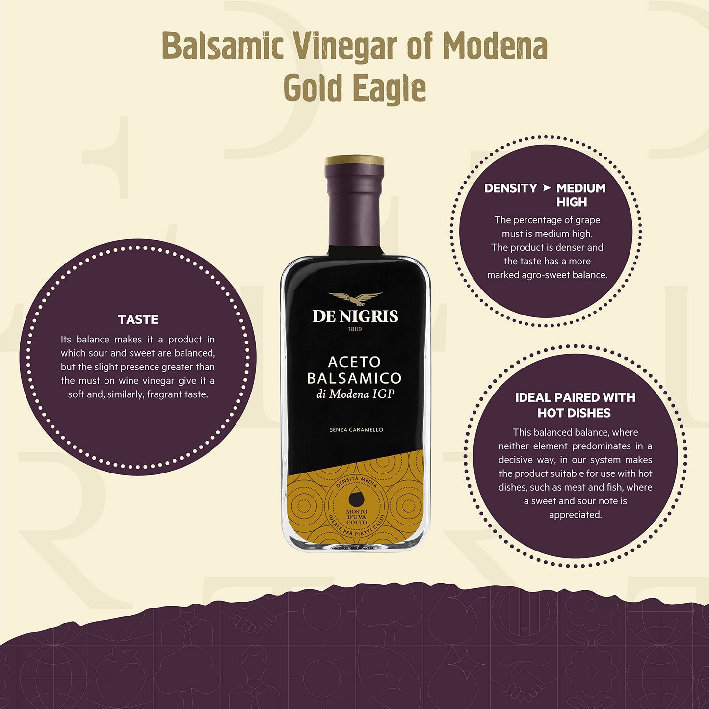 De Nigris Balsamic Vinegar Of Modena Excellence Line - Gold Eagle (55% Grape Must) 8,5 Oz (250Ml) | Balsamic Vinegar From Modena