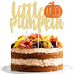 Gyufise Pumpkin Cake Topper, Gold Glitter, Fall Birthday Halloween Decoration, Model UKZN0170, Orange