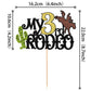 1 Pcs My 3Rd Rodeo Cake Topper Brown Glitter Cactus Third Birthday Cake Pick Decoration For Western Little Cowboy Theme Baby Sho