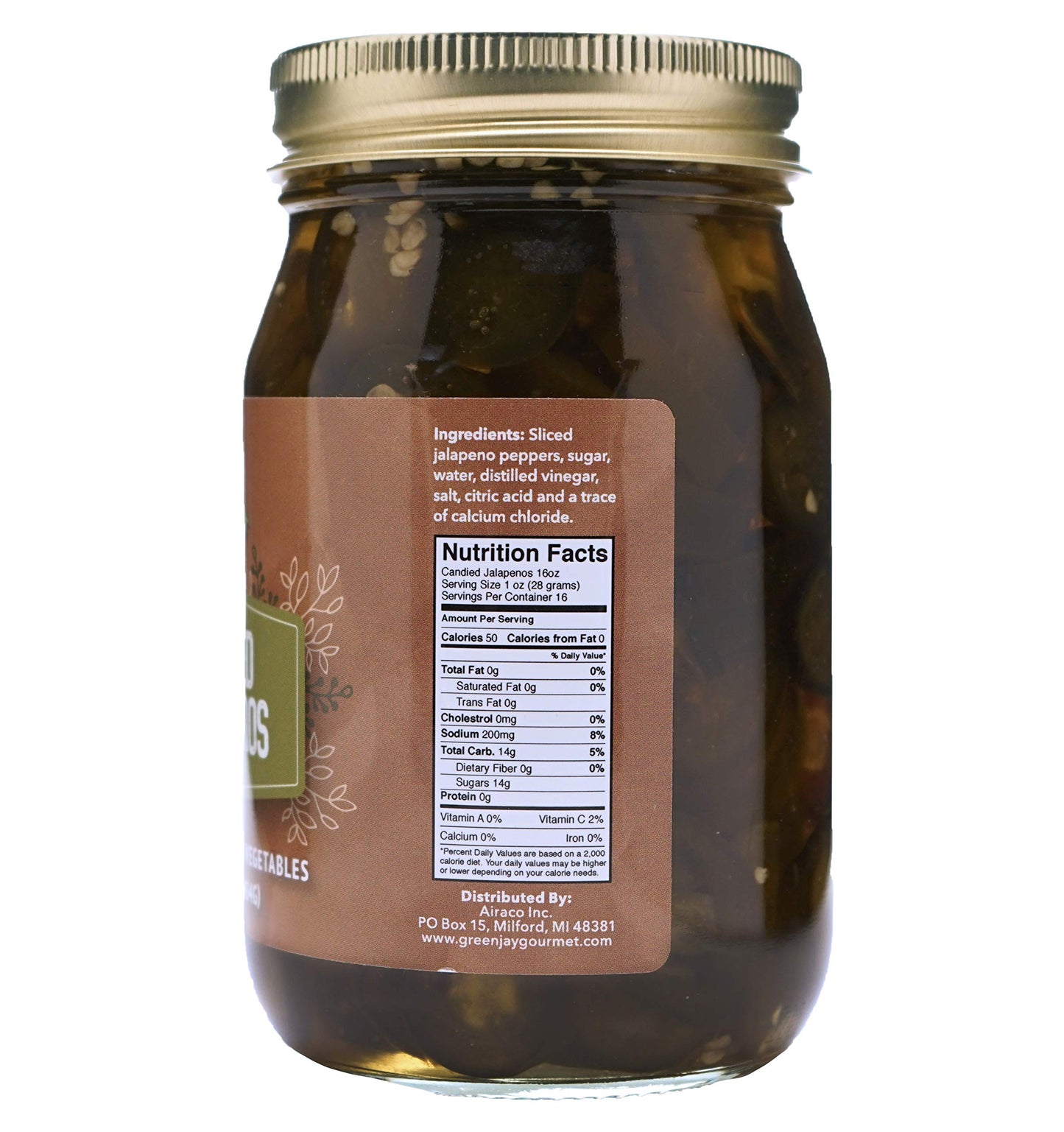 Green Jay Gourmet Pickled Candied Jalapeos In A Jar - Fresh Hand Jarred Vegetables For Cooking & Pantry - Home Grown Pre-Prepare