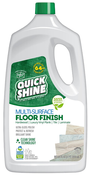 Quick Shine Multi Surface Floor Finish 64Oz  Cleaner & Polish To Use On Hardwood, Laminate, Luxury Vinyl Plank Lvt, Tile & Stone