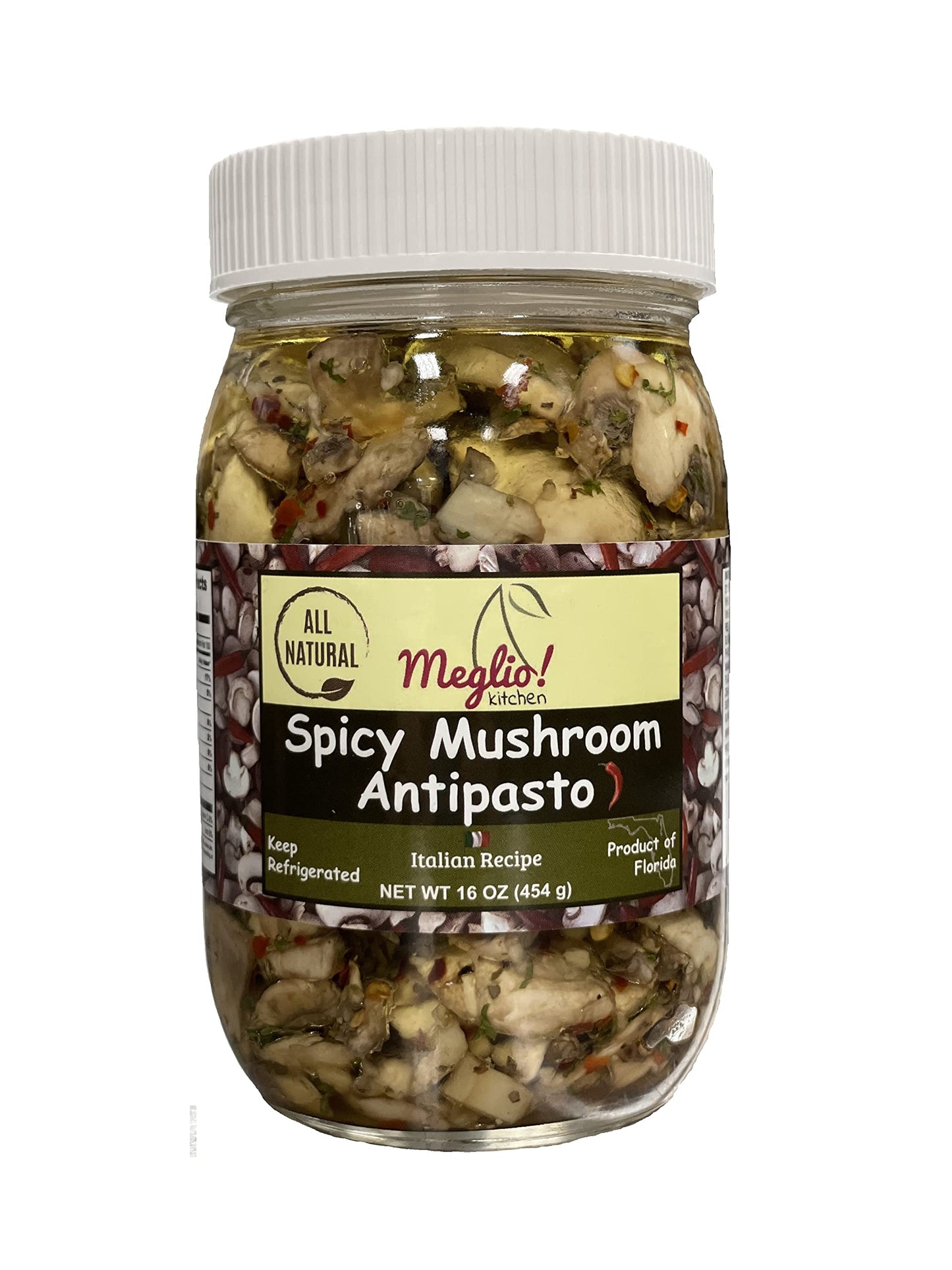 Spicy Mushroom Antipasto 14 Oz (396 g) - Italian Appetizer, Antipastos, Vegetables, All Natural