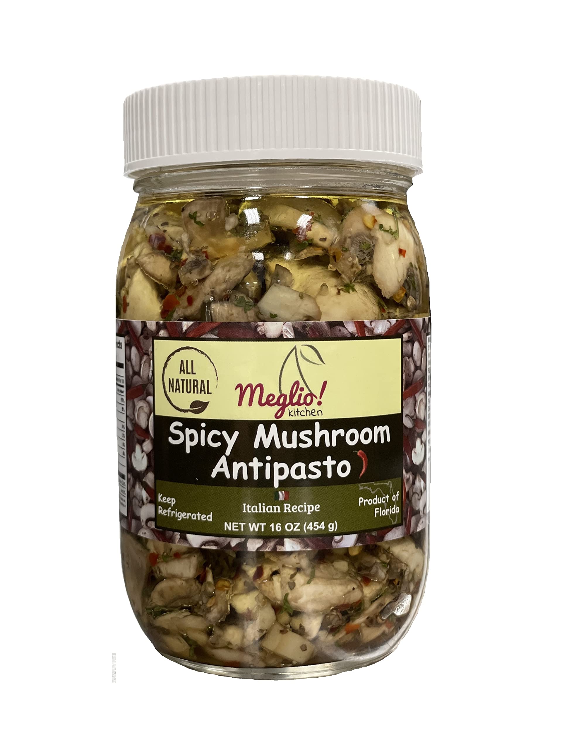 Spicy Mushroom Antipasto 14 Oz (396 g) - Italian Appetizer, Antipastos, Vegetables, All Natural