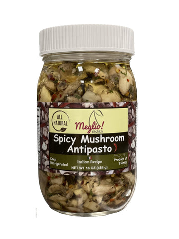 Spicy Mushroom Antipasto 14 Oz (396 g) - Italian Appetizer, Antipastos, Vegetables, All Natural
