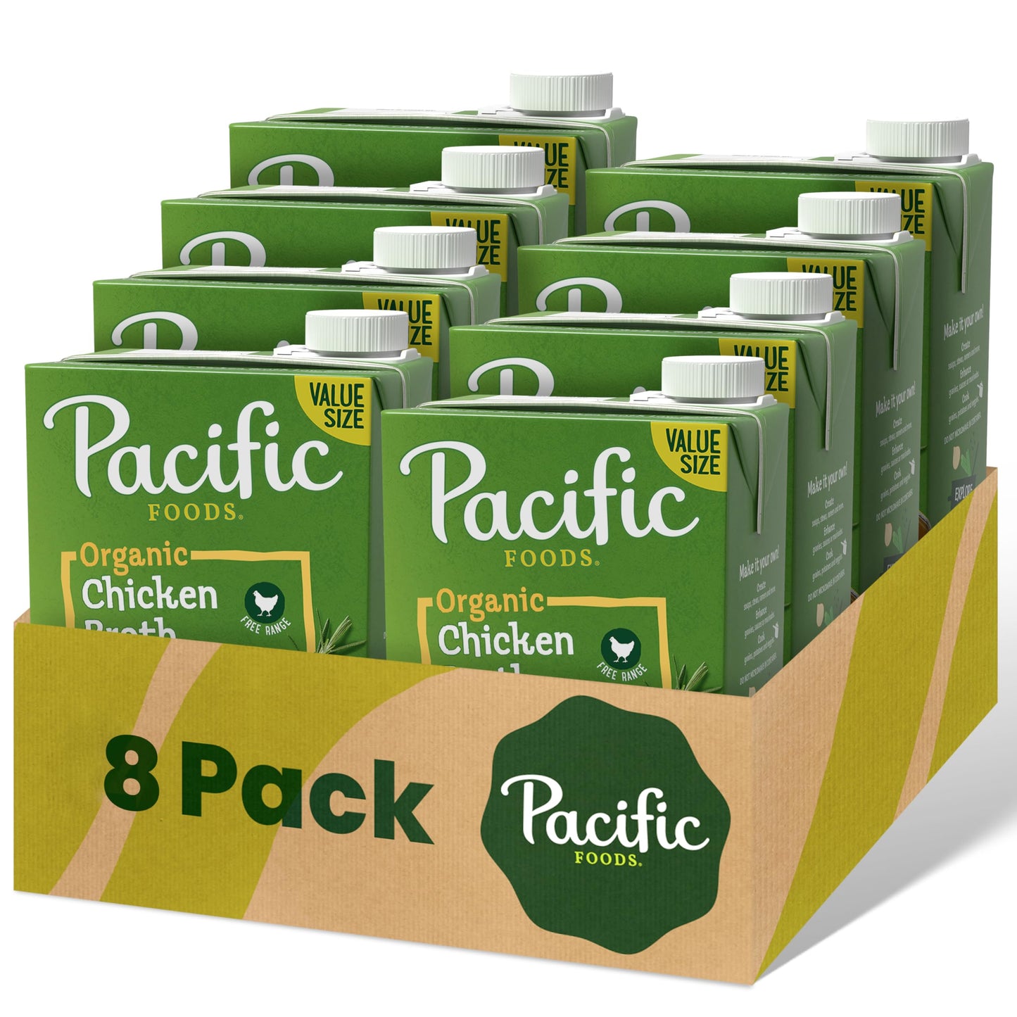 Pacific Foods Low Sodium Organic Free Range Chicken Broth, 48 oz Carton (Case of 8)
