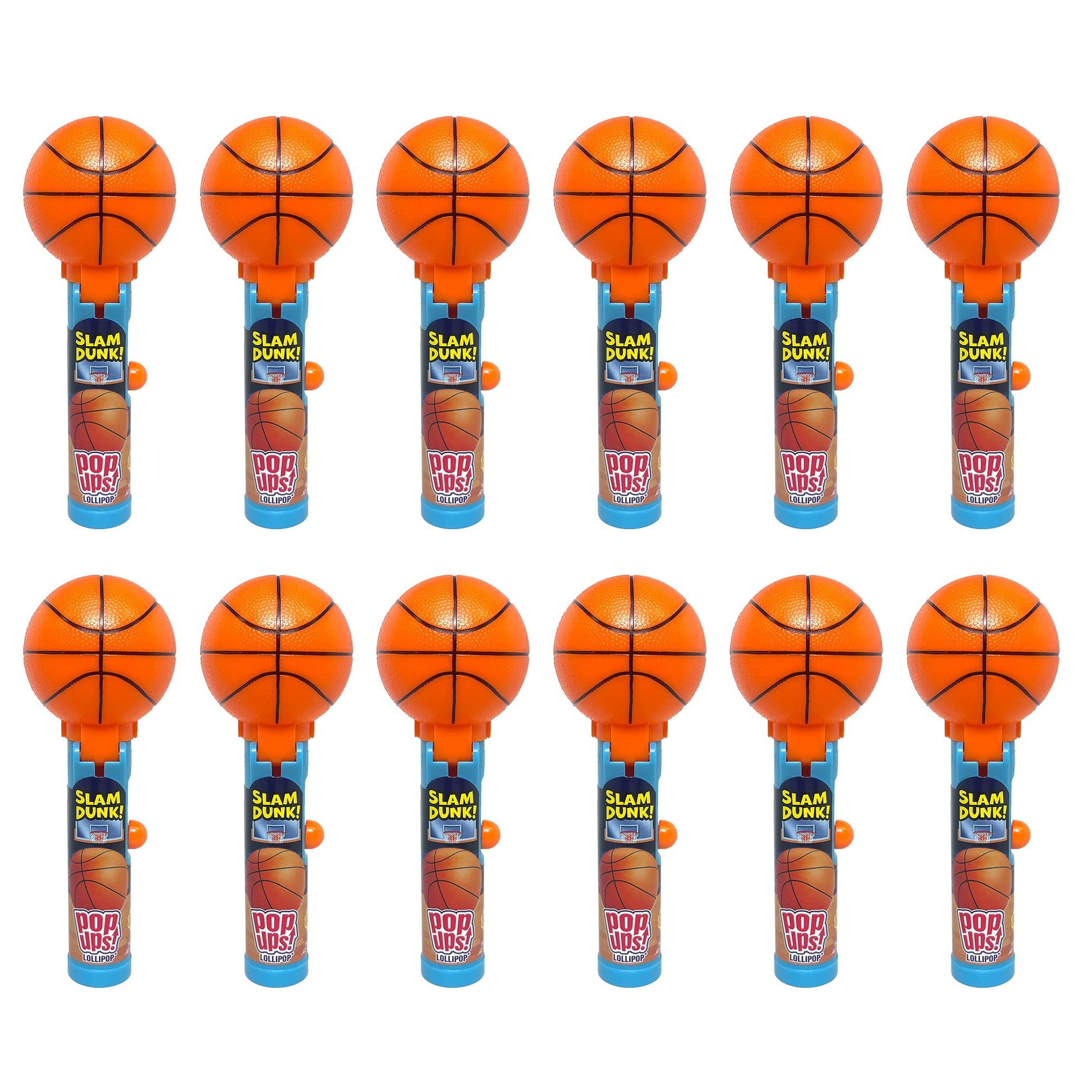 POPUPS! LOLLIPOP Basketball Lollipop Holder - 12 Individually Wrapped Candy Party Favors - Bulk Set of 12