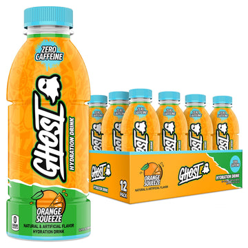 GHOST Hydration Drink - RTD Sports Drink with Electrolytes, 16.9 Fl Oz, Pack of 12, Orange Squeeze