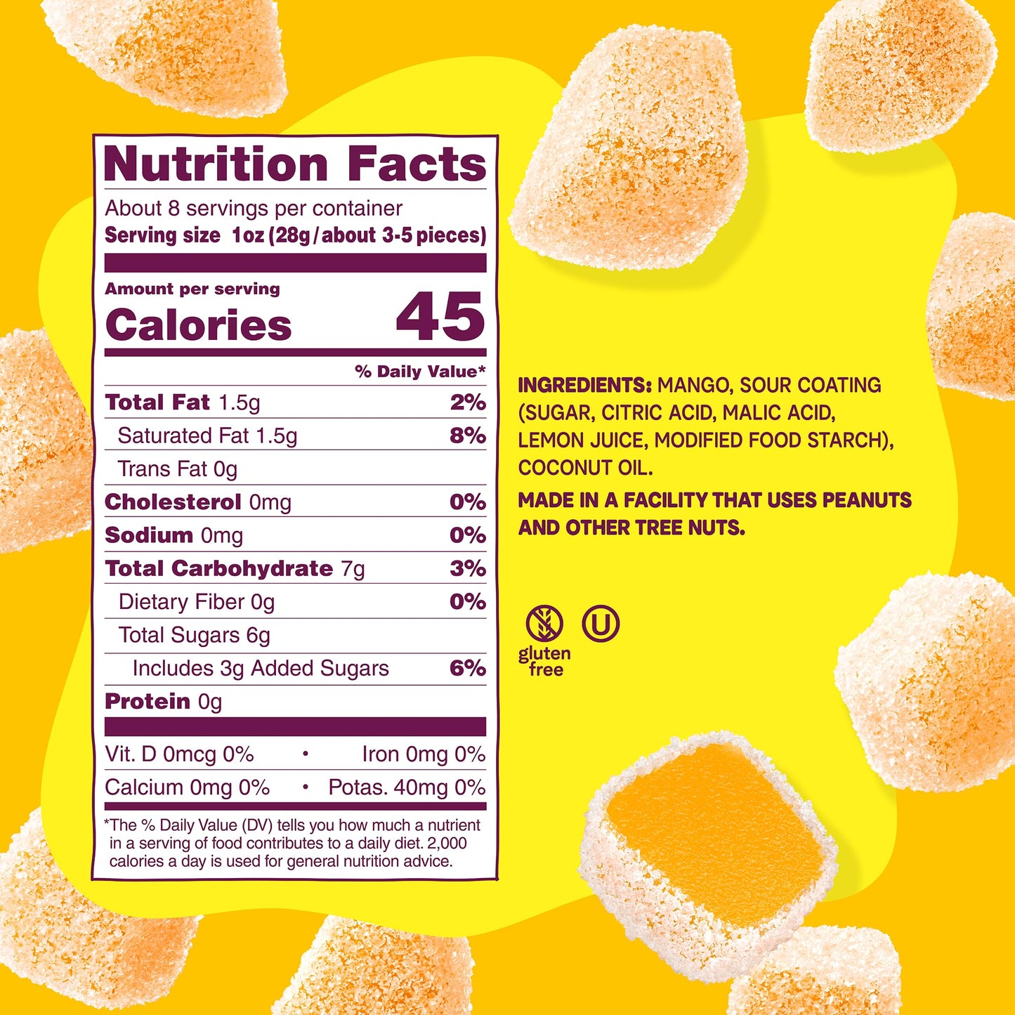 Fruit Riot Sour Candy Mango, Made with Real Fruit, 8oz, Gluten-Free