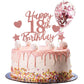 Larchio 18Th Birthday Cake Topper, Rose Gold Happy 18Th Birthday Cake Topper And Balloon Cake Topper For Girl Birthday Cake Deco
