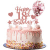 Larchio 18Th Birthday Cake Topper, Rose Gold Happy 18Th Birthday Cake Topper And Balloon Cake Topper For Girl Birthday Cake Deco