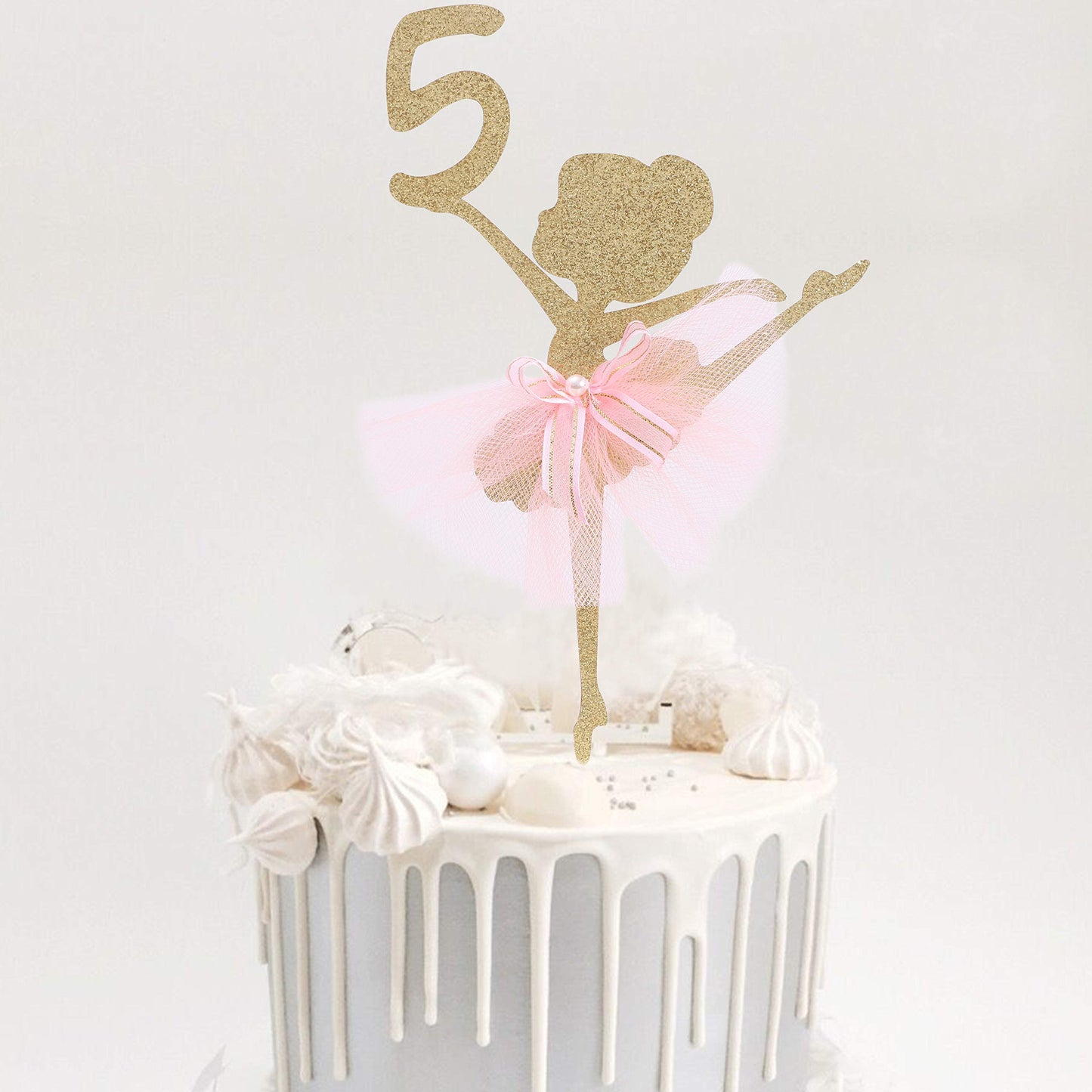WAWUO Ballet Cake Topper - Ballerina Birthday Decoration for 1 to 5 Years Old, Paper, 1 Count, Ballerina 5