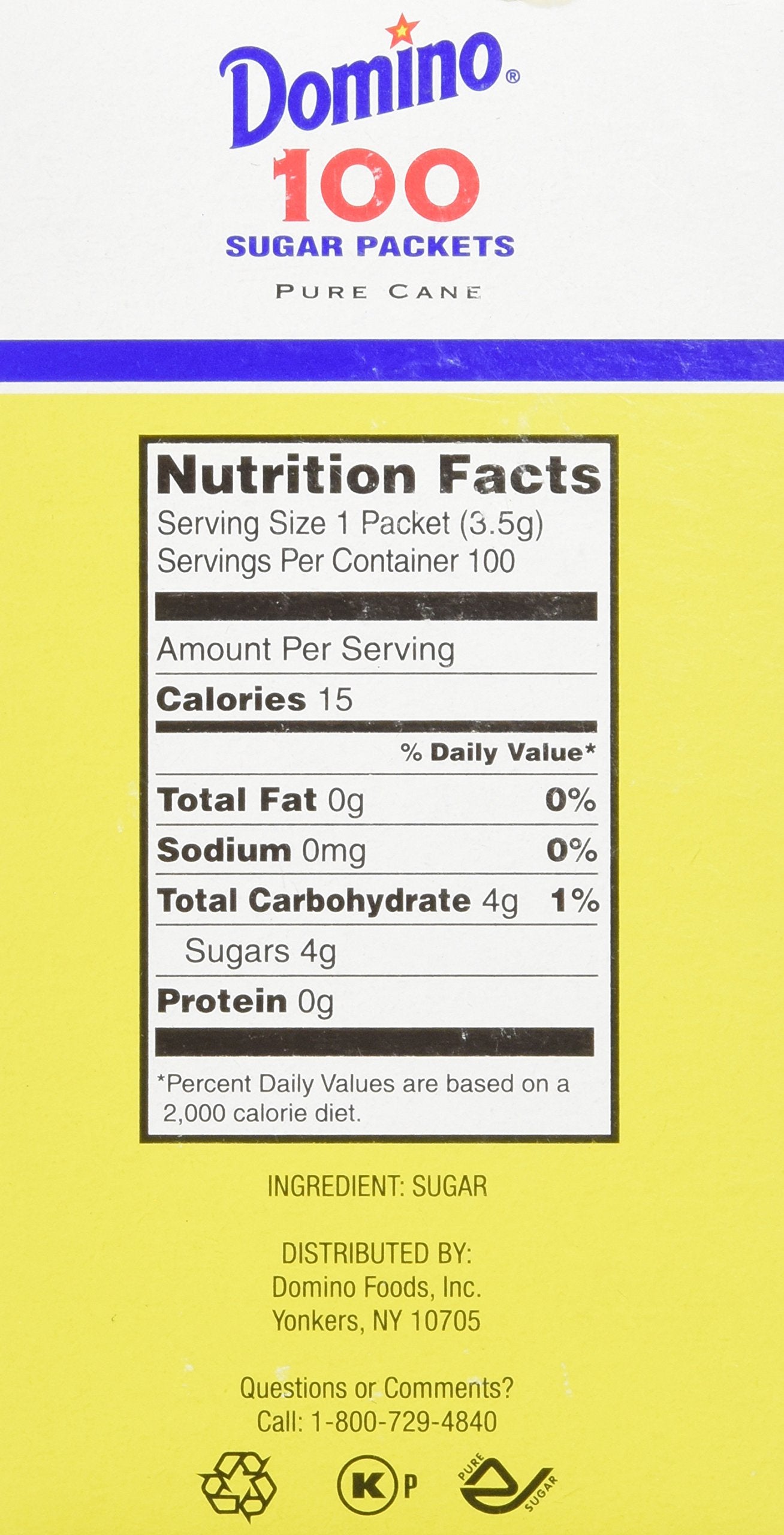 Domino Sugar Packets - 100/ 3.54G Packs