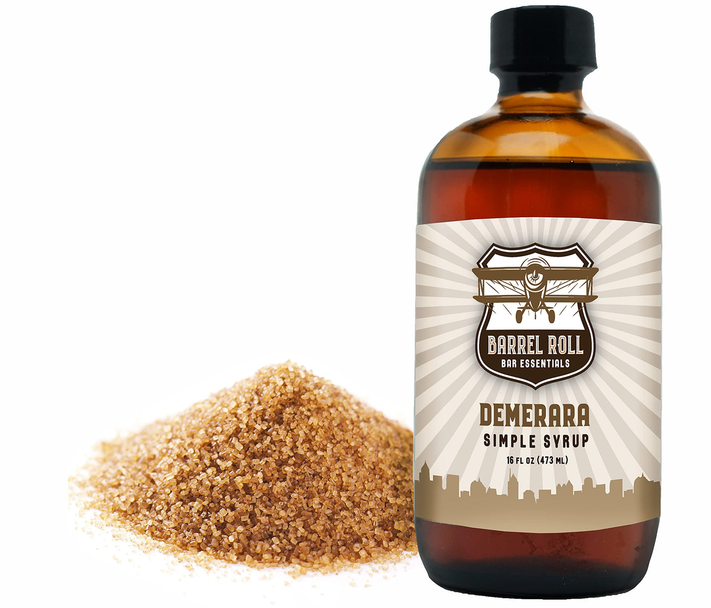 Barrel Roll Bar Essentials Cocktail Mixers - All-Natural Demerara Drink Mix - 16 Fl Oz - Small Batch Syrups