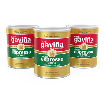 Caf   Gavia Decaf Espresso Roast Extra Fine Ground Coffee, 100% Arabica, (3 X 10 Oz Cans)