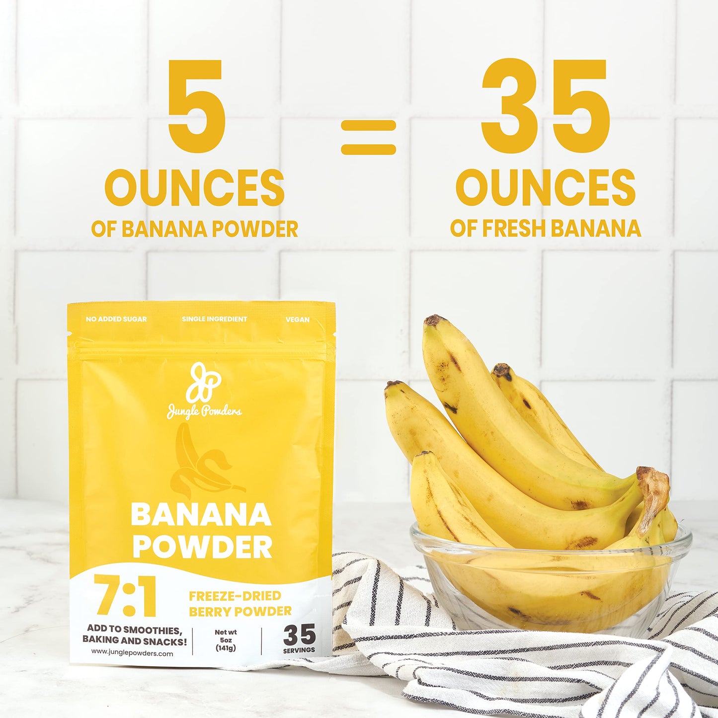 Jungle Powders Banana Powder For Smoothies 5 Ounce Bag Freeze Dried Banana Powder, Banana Extract For Baking Flavoring Banana Fl