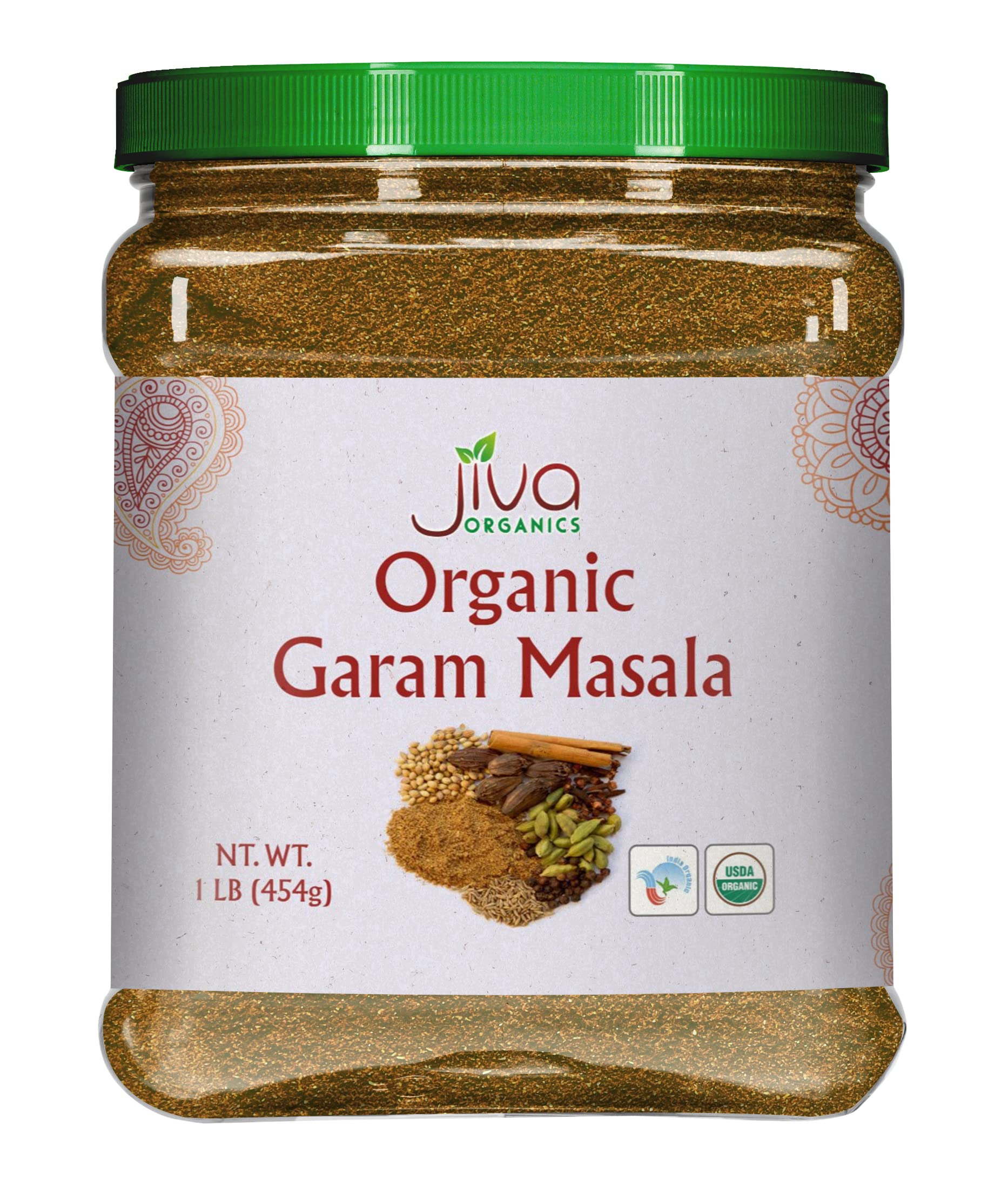 Jiva Organics Organic Garam Masala Powder 1 Pound Bulk Jar - Non-Gmo, Salt Free, Premium Indian Spice Blend
