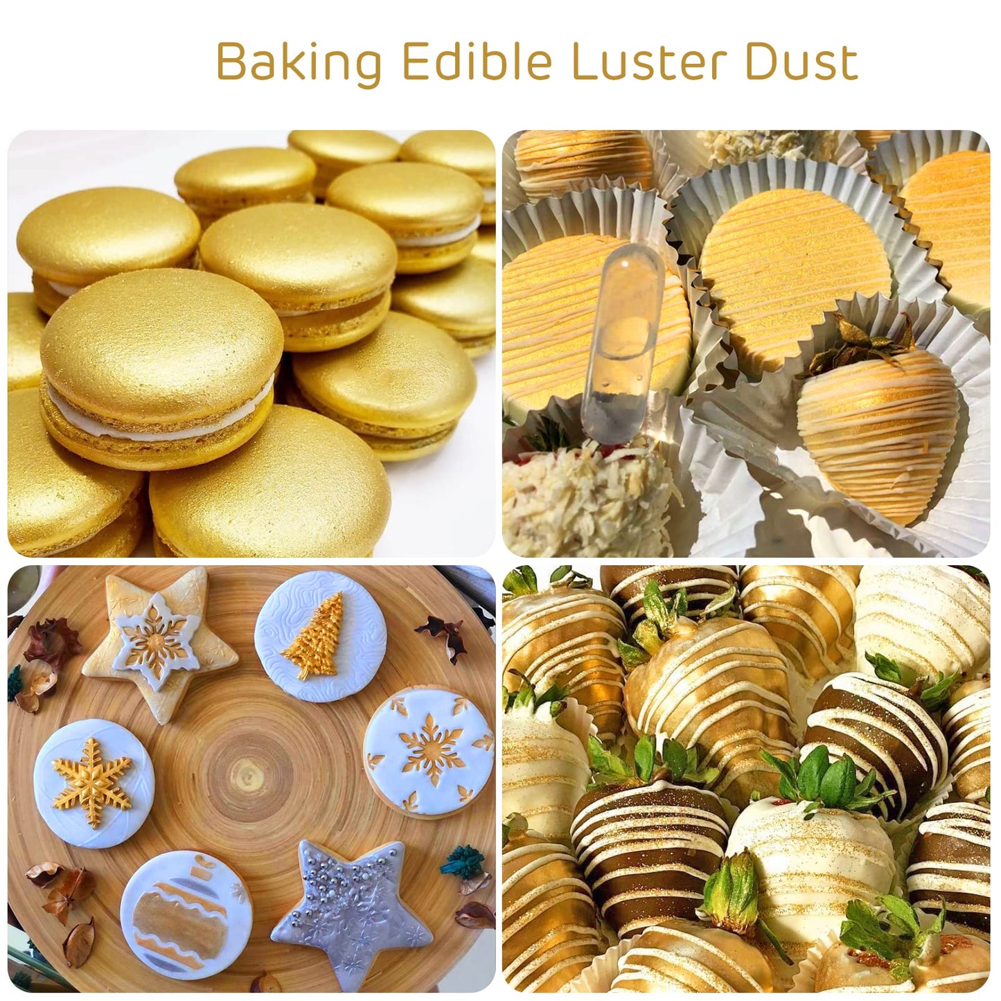 Cherrysea Gold Edible Luster Dust, Food Grade Dessert Powder for Baking, 10 Grams, Tasteless for Cupcakes, Cake Pops, Fondant, Chocolate