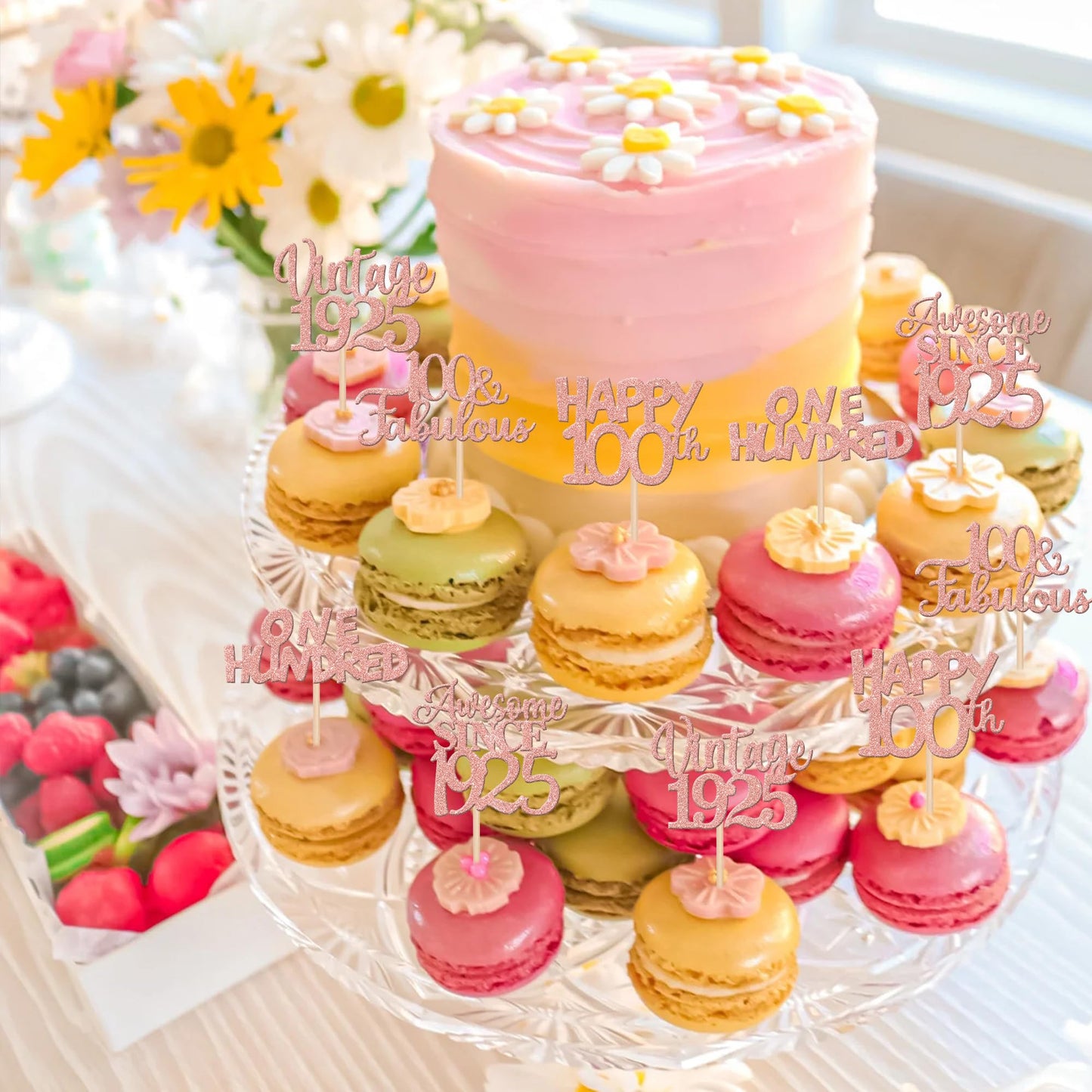 30Pcs Vintage 1923 Cupcake Toppers Glitter One Hundred 100 Fabulous Happy 100Th Birthday Cupcake Picks Awesome Since 1923 Cake D