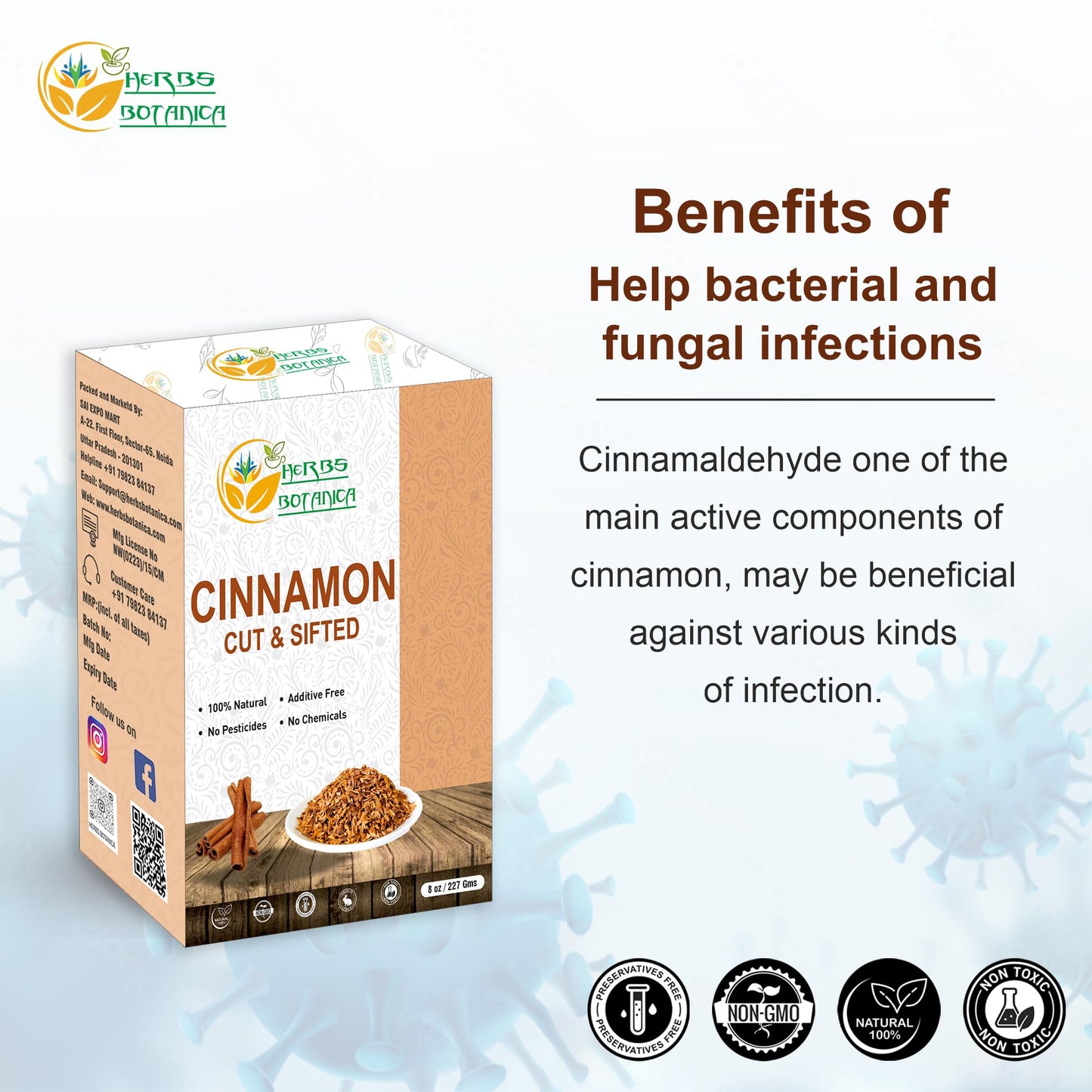 Herbs Botanica Cinnamon Bark Sticks Chips For Baking, Herbal Tea Rich Aroma And Great Flavour Cassia Cinnamon Sticks Cuts Aromat