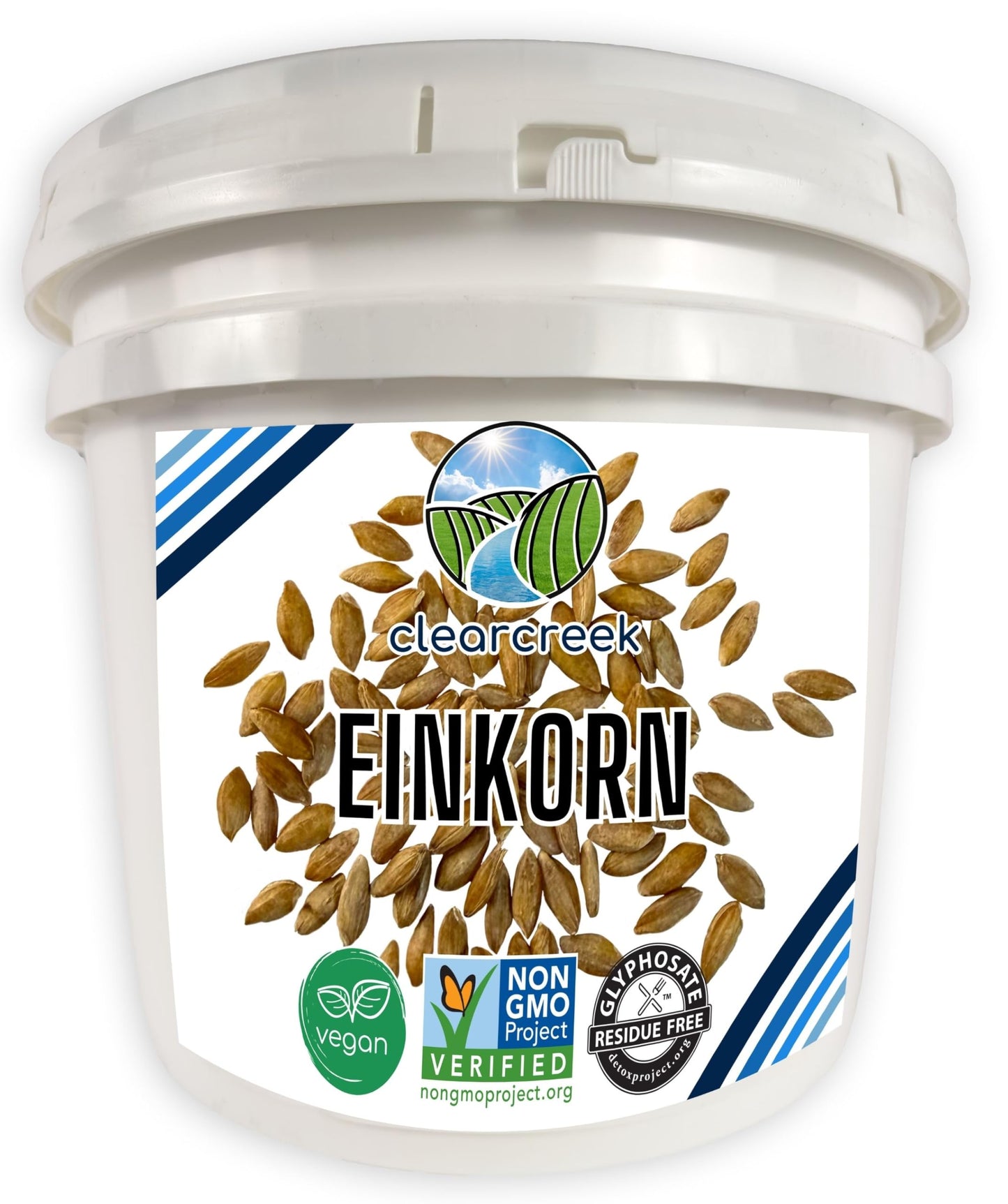 CLEAR CREEK Certified Glyphosate Residue Free Einkorn Wheat Berries | 25 lb bucket | Non-GMO Project Verified