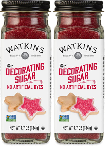 Watkins Red Decorating Sugar, Non-GMO, Kosher, 4.7 Ounce Jar, 2-Pack