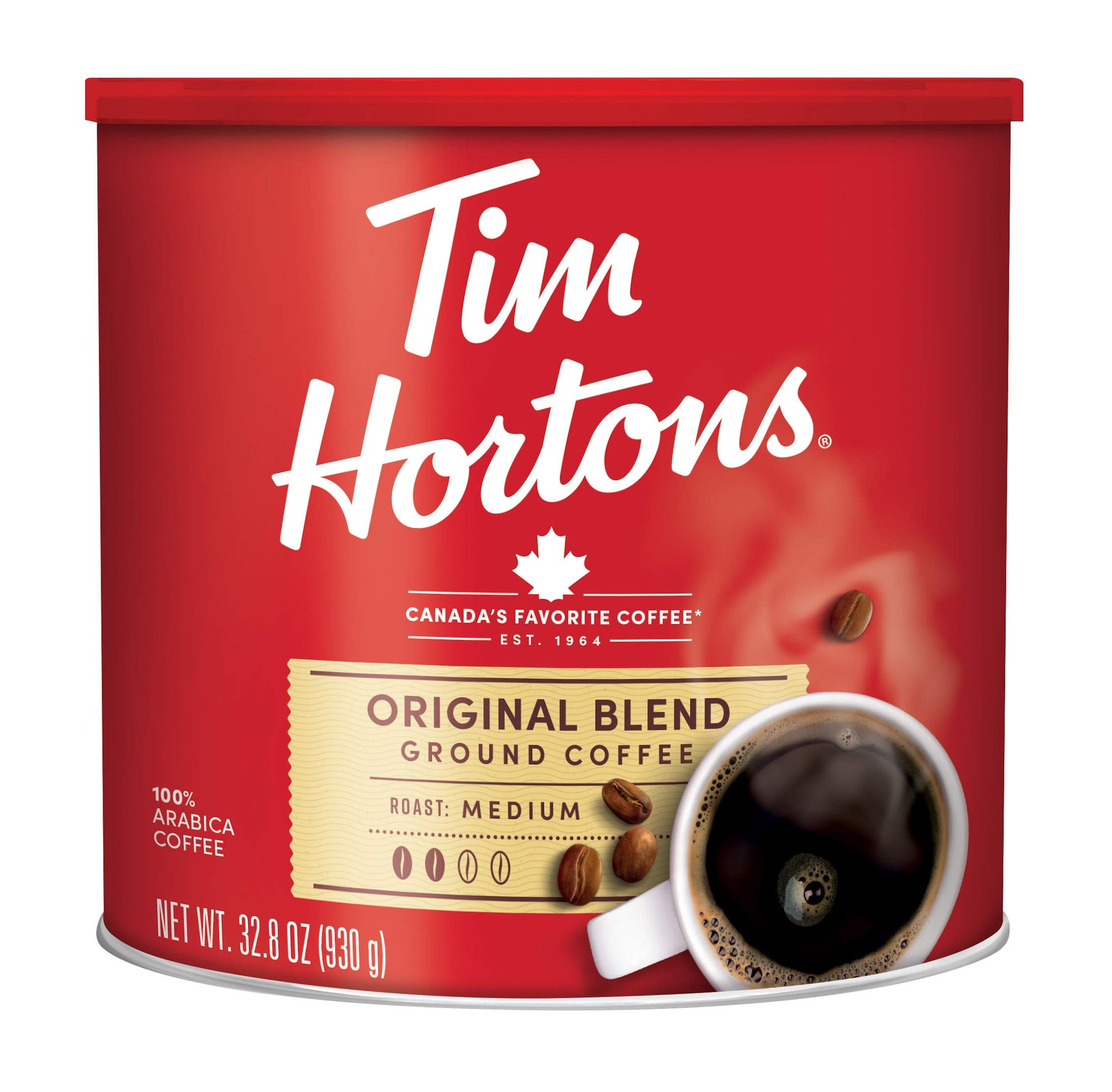 Tim Hortons Original Blend  Medium Roast Ground Coffee  Canadas Favorite Coffee  Made with 100% Arabica Beans  32.8 Ounce Canister