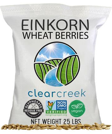 CLEAR CREEK Certified Glyphosate Residue Free Einkorn Wheat Berries | 25 lb bag | Non-GMO Project Verified
