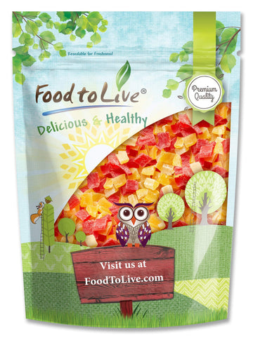 Food to Live Diced Fruits Mix, 1 Pound - Contains Dreid and Diced Mango, Pineapple, Papaya. Sweetened, Unsulfured, Candied Vegan