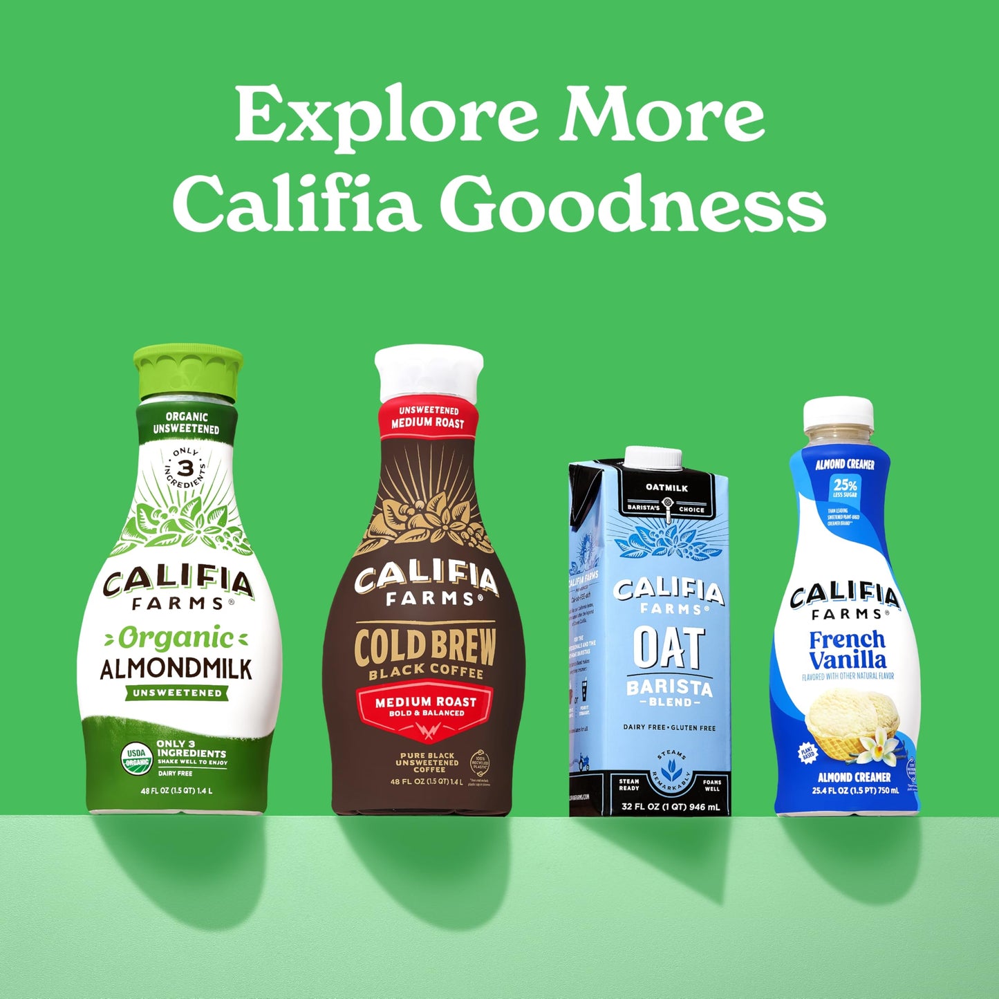 Califia Farms - Unsweetened Vanilla Almond Milk, 48 Oz, Dairy Free, Vegan, Plant Based, Keto, Gluten Free, Non GMO, Sugar Free,