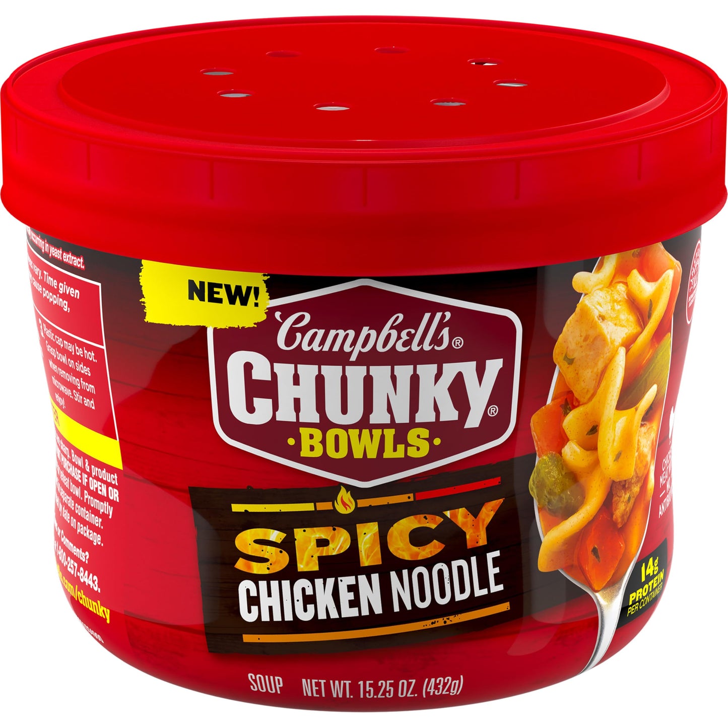 Campbell’S Chunky Soup, Spicy Chicken Noodle Soup, 15.25 Oz Microwavable Bowl