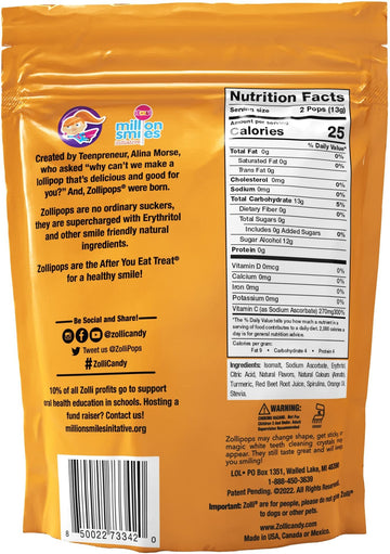 Zolli Vitamin C Sugar-Free Keto Lollipops - Immune Boosting, Natural Fruit Flavor, Vegan, Gluten-Free, 8 Oz. - Support Your Immu