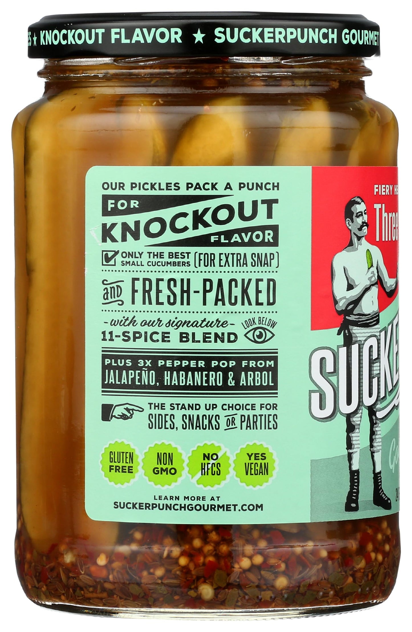 Suckerpunch Gourmet 3-Pepper Fire Pickle Spears 24 Ounce