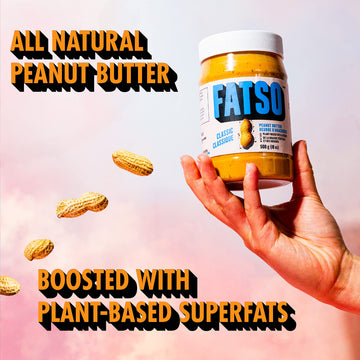 Fatso Classic Natural Peanut Butter - Vegan Nut Butter Spread W/Plant-Based Seeds & Superfats - Keto-Friendly, Gluten-Free & Sug