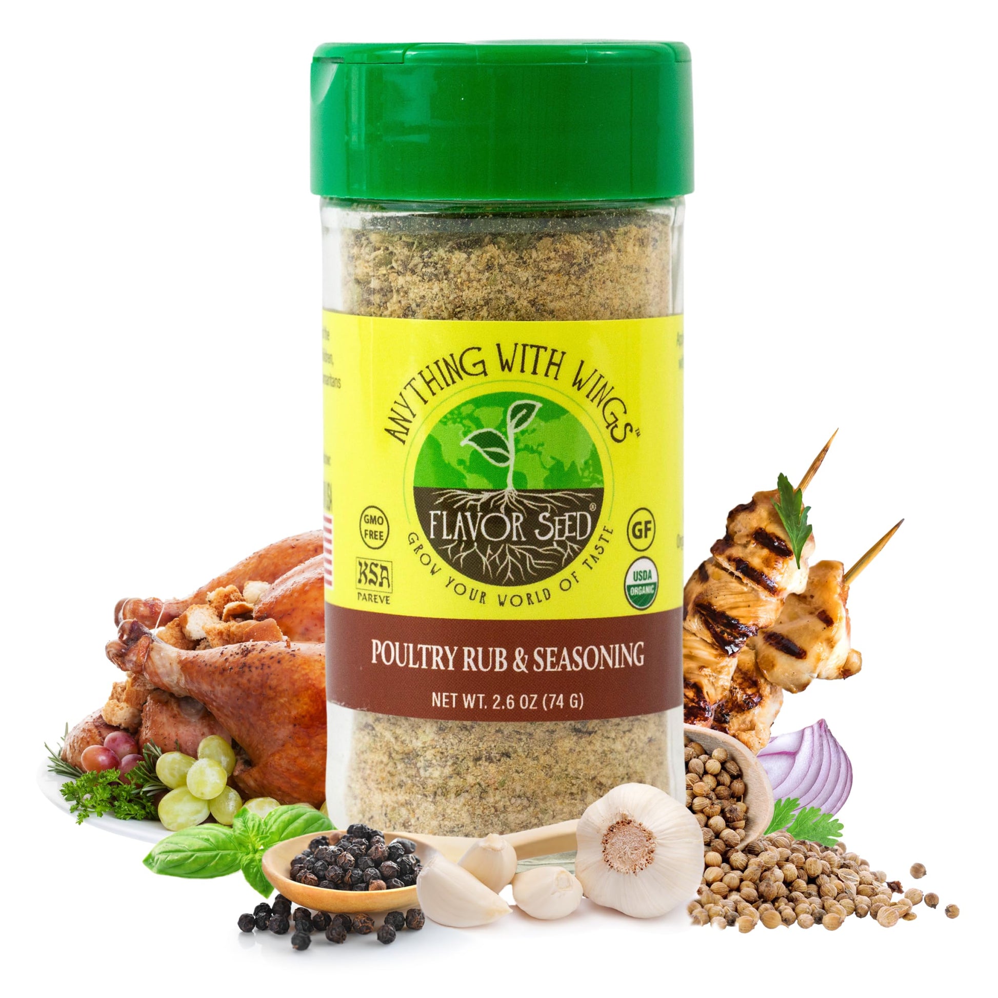 Flavor Seed Organic Poultry Seasoning, Anything With Wings, Carnivore & Keto Friendly Gourmet Dry Rub For Chicken Wings, Turkey,