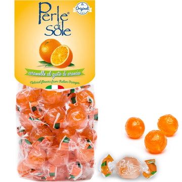 Perle Di Sole Italian Orange Hard Candy Made In Italy - Italian Hard Candy Individually Wrapped - Orange Candies - Orange Drops