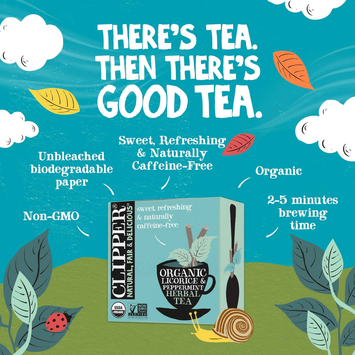 Clipper Tea Peppermint & Licorice Teabags - Caffeine Free, USDA Organic, 200 Count, Great Hot or Iced