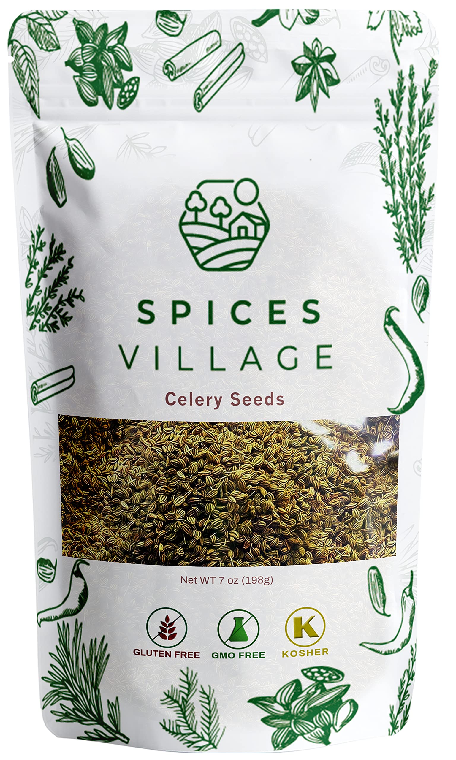 Spices Village Celery Seeds for Cooking, 7 Ounces - Whole Celery Seed Spice for Pickling & Canning - Certified Kosher, Gluten-Fr