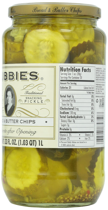 Bubbies, Pickles, Bread & Butter, 33 Oz