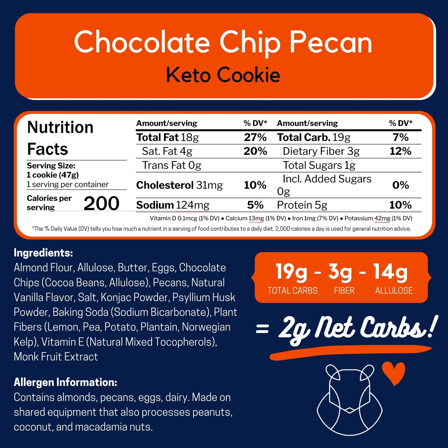 ChipMonk Keto Cookies - Chocolate Chip Pecan (6 Pack) Low Carb Keto Snacks - Gluten-Free, High Fat, Low Sugar, Ketogenic Sweet S