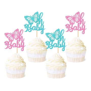 Ercadio 24 Pack Cupcake Toppers Picks Assembled Decors Glitter for Theme Kids Birthday Party