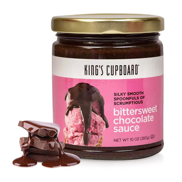 Kings Cupboard Bittersweet Chocolate Sauce - The Perfect Hot Fudge Sauce for Topping Ice Cream & Desserts, Chocolate Coffee Drizzle, Baking, Fondue, Ganache - Gluten-Free, Kosher, All Natural 10 oz