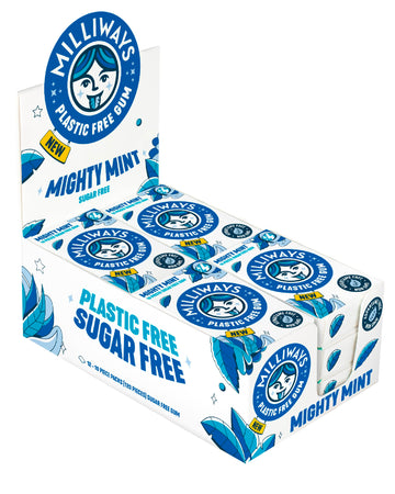 Milliways Mighty Mint | Plastic Free Gum | Xylitol, Aspartame-Free, Sugar-Free, Plant-Based, Natural Chewing Gum | 120 Pieces To