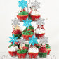 ZHUOWEISM 24 PCS Snowflake Cupcake Toppers Paper Winter Theme Decorations Silver Blue