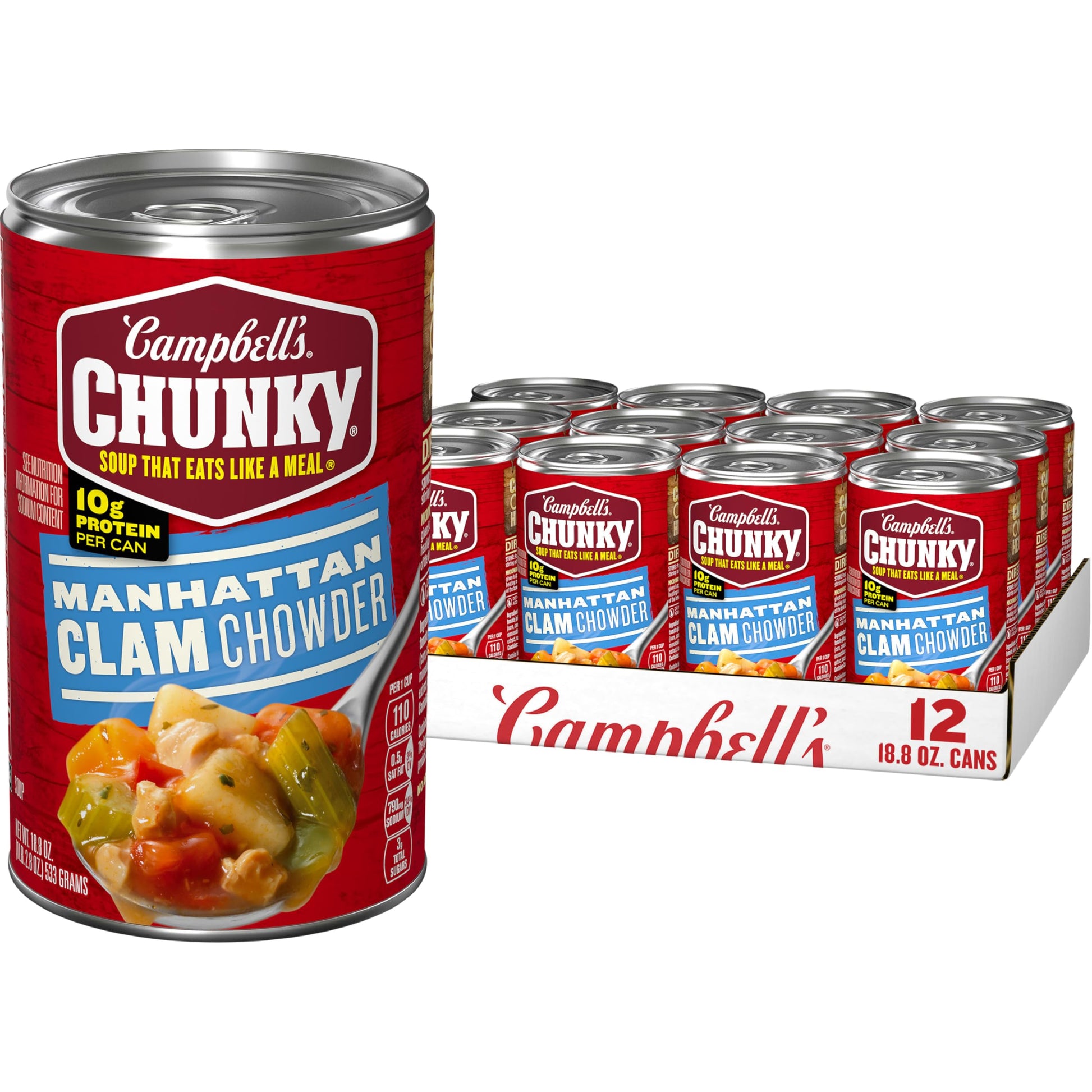 Campbell s Chunky Soup, Manhattan Clam Chowder, 18.8 oz can (Case of 12)