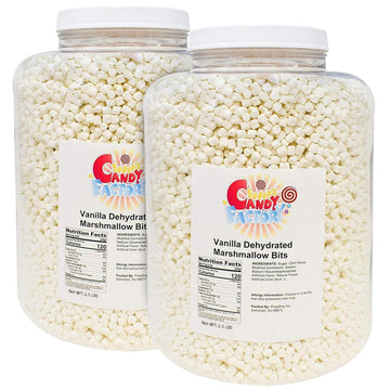 Sarah s Candy Factory Vanilla Mini Dehydrated Marshmallows in Jar - Mini Marshmallow Bits for Hot Cocoa (2.5 Lbs) 2 PACK