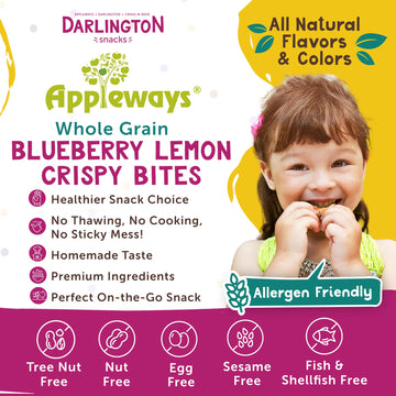 Blueberry Snacks Lemon Crispy Bites, All-Natural Individually Wrapped Lemon Blueberry Cookies Snacks, Made In Usa, 108 Count, 1.