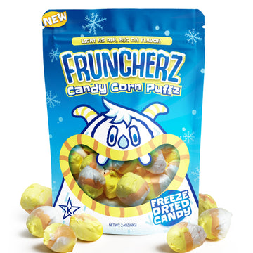 Fruncherz Candy Corn Puffz - Kosher Airy Taffy Bites, Marshmallow & Vanilla Flavors, Perfect for Halloween & Parties