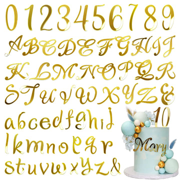 91 Pcs Acrylic Alphanumeric Cake Decoration Diy Cupcake Decoration A-Z Alphanumeric Mirror 0-9 Cake Decoration Pick Personalized
