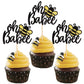 24 PCS Oh Babee Cupcake Toppers Glitter Sweet Bumble Bee Oh Baby Cupcake Picks for Bee Theme Baby Shower Kids Birthday Party Cak
